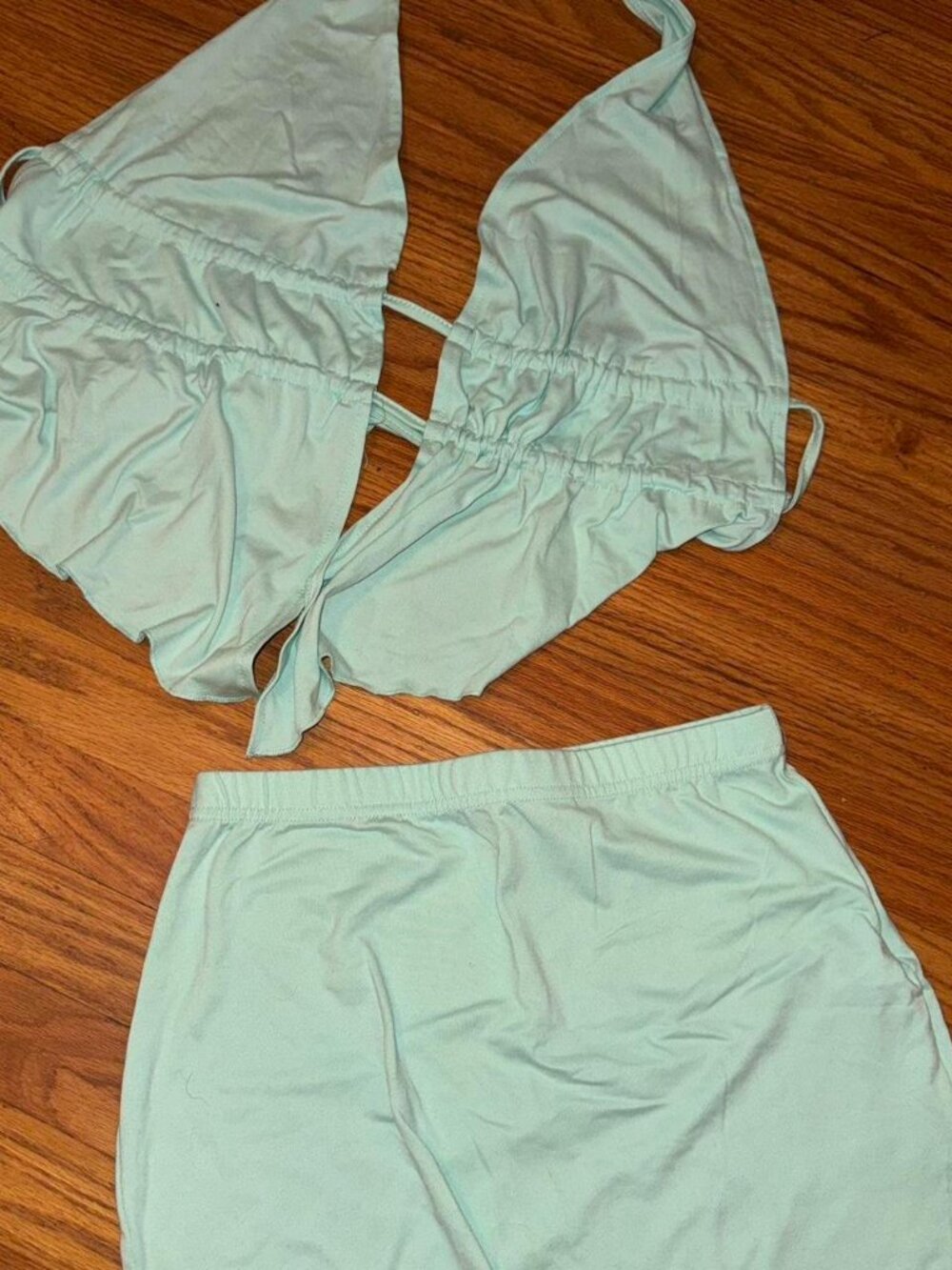 Mint green top and skirt set